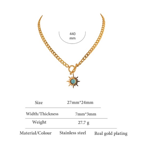 18K gold plated sunflower necklace - Picture 4 of 8